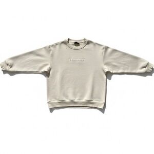 EQUINOX Womens Cream Crewneck Sweatshirt Embossed Logo Size M Casual Comfort